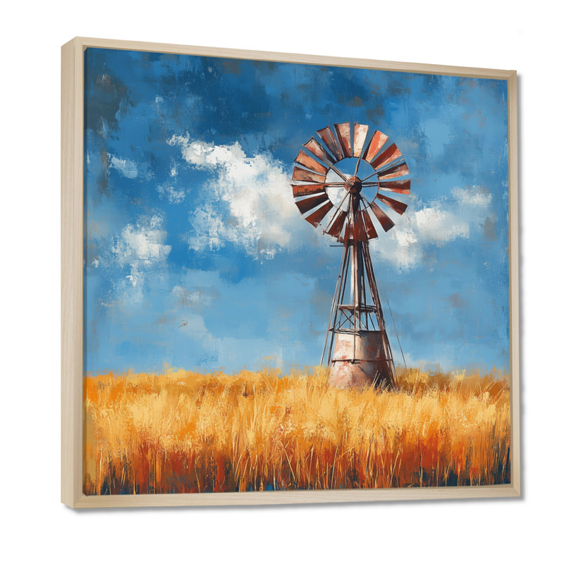 Art mural de moulin à vent, décor de paysage de ferme, moulin à vent rustique dans un champ de blé, H 36 po x l 36 po