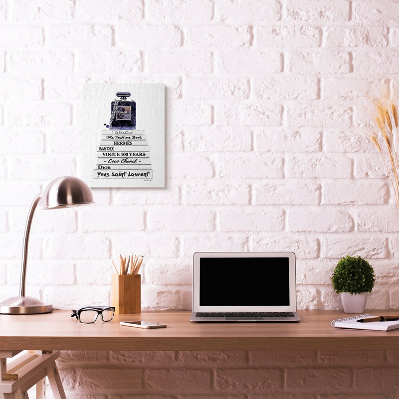 « mode stylisé parfumerie bookstack blue white », impression, Toile tendue, H 20 po x l 16 po x P 1,5 po