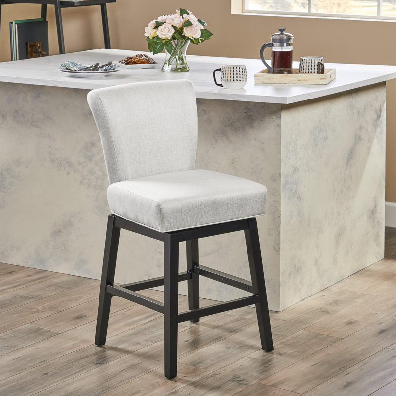  Tabouret de bar pivotant, beige avec accents noirs - Tabouret de bar élégant et confortable pour la cuisine ou le bar à la maison