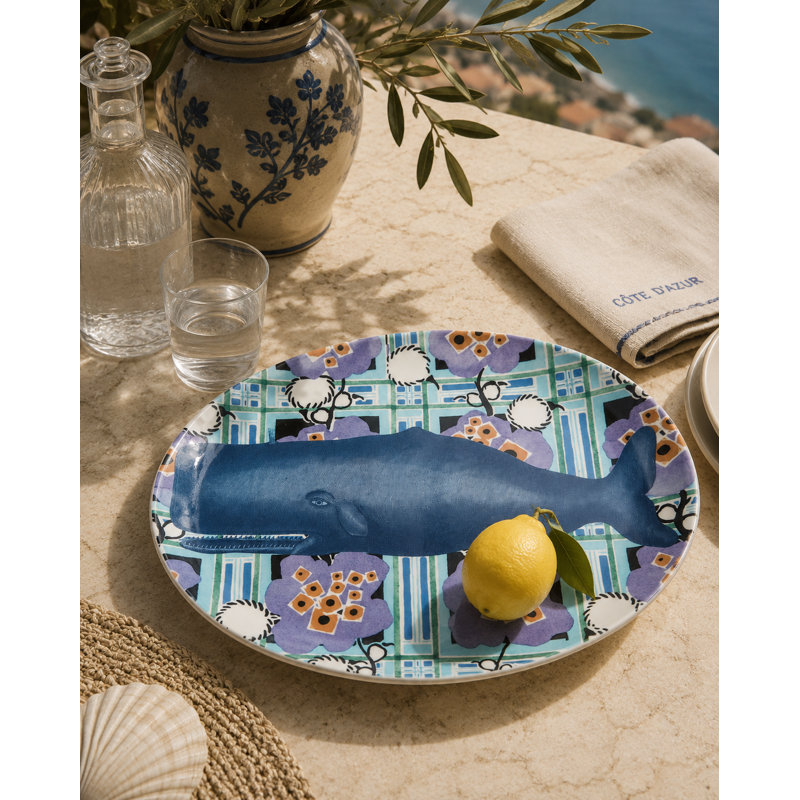 COTE DE LA MER WHALE VALET TRAY, H 0,5 po x l 14,5 po x P 11,75 po, Ovale