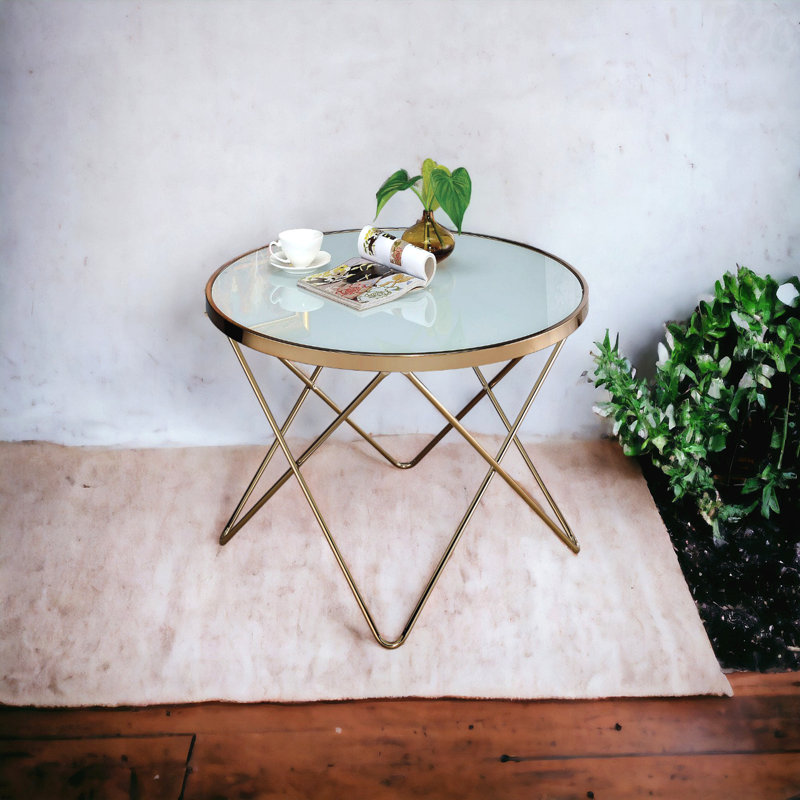 Table basse avec plateau en verre givré