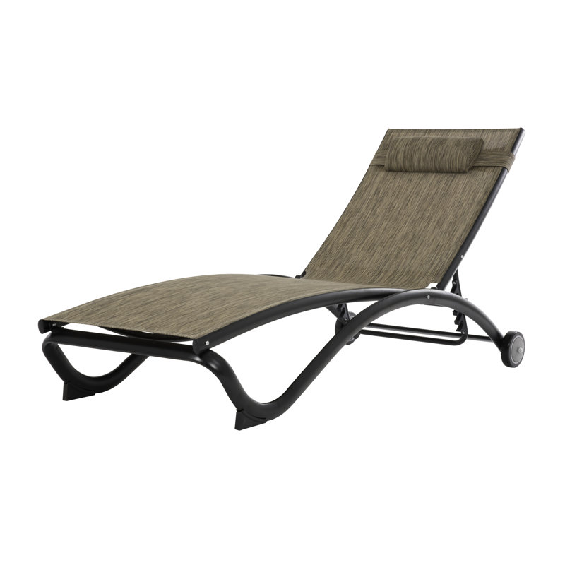 Chaise longue inclinable longue avec coussins 74,8 po Burinskiy, Granit
