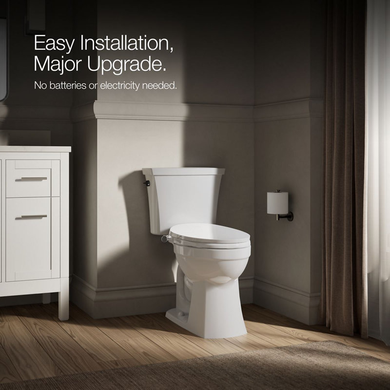 Purewash M300 Elongated Manual Bidet Toilet Seat With Chrome Handle, Non-Electric Bidet