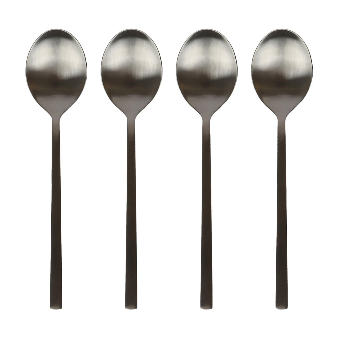 B&Q - Stainless Steel Dessert Spoons20CmBlackPack Of 4Durable Rust Resistant Stainless Steel Flatware Set - Image 2