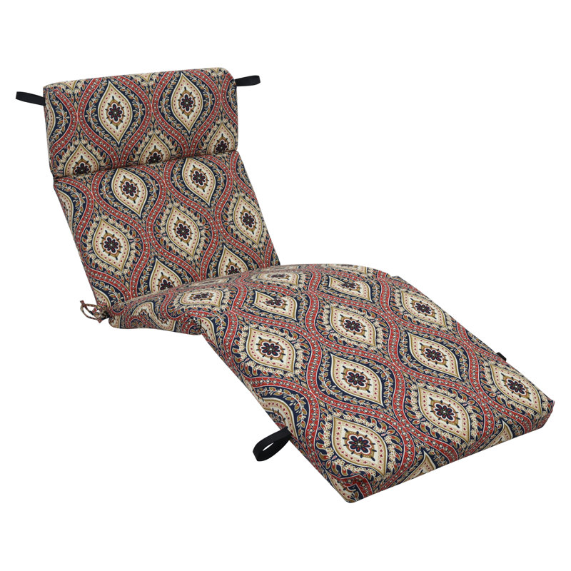 72-Inch By 24-Inch Outdoor Chaise Lounge Cushion, Red/Tan/Jasmina Lakewood Moroccan