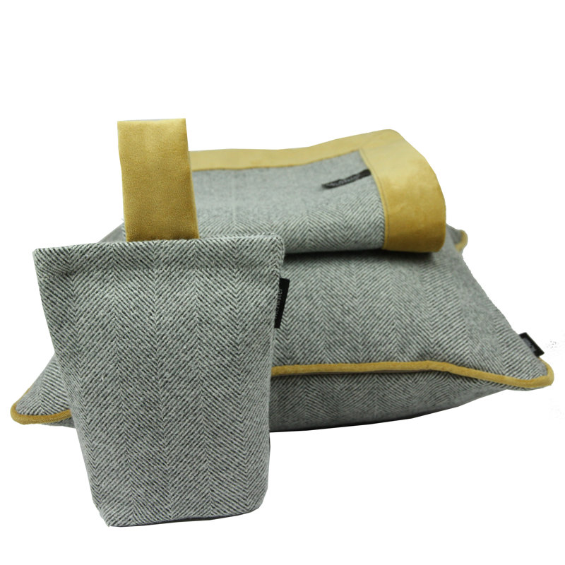 Barabara Velvet Solid Colour Bedspread, W50 x L255cm, Charcoal Grey/Ochre Yellow