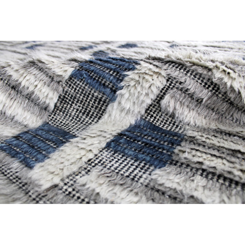 Moroccan Wool Geometric Area Rug, Rectangle 8' x 10'