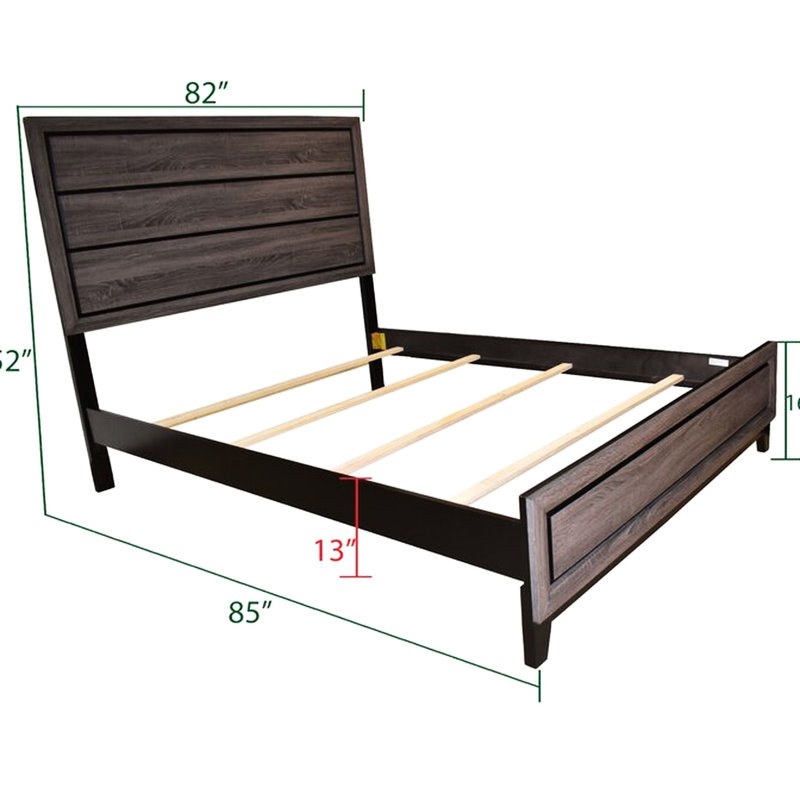 Lit moderne très grand pour la chambre à coucher au fini gris - Bois et pieds charmants pour un look élégant