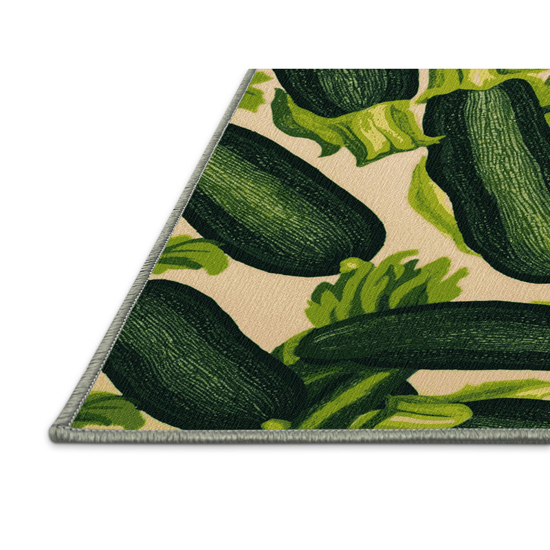 Tapis à motif de six courgettes lavables Ginza, Carré 8 pi