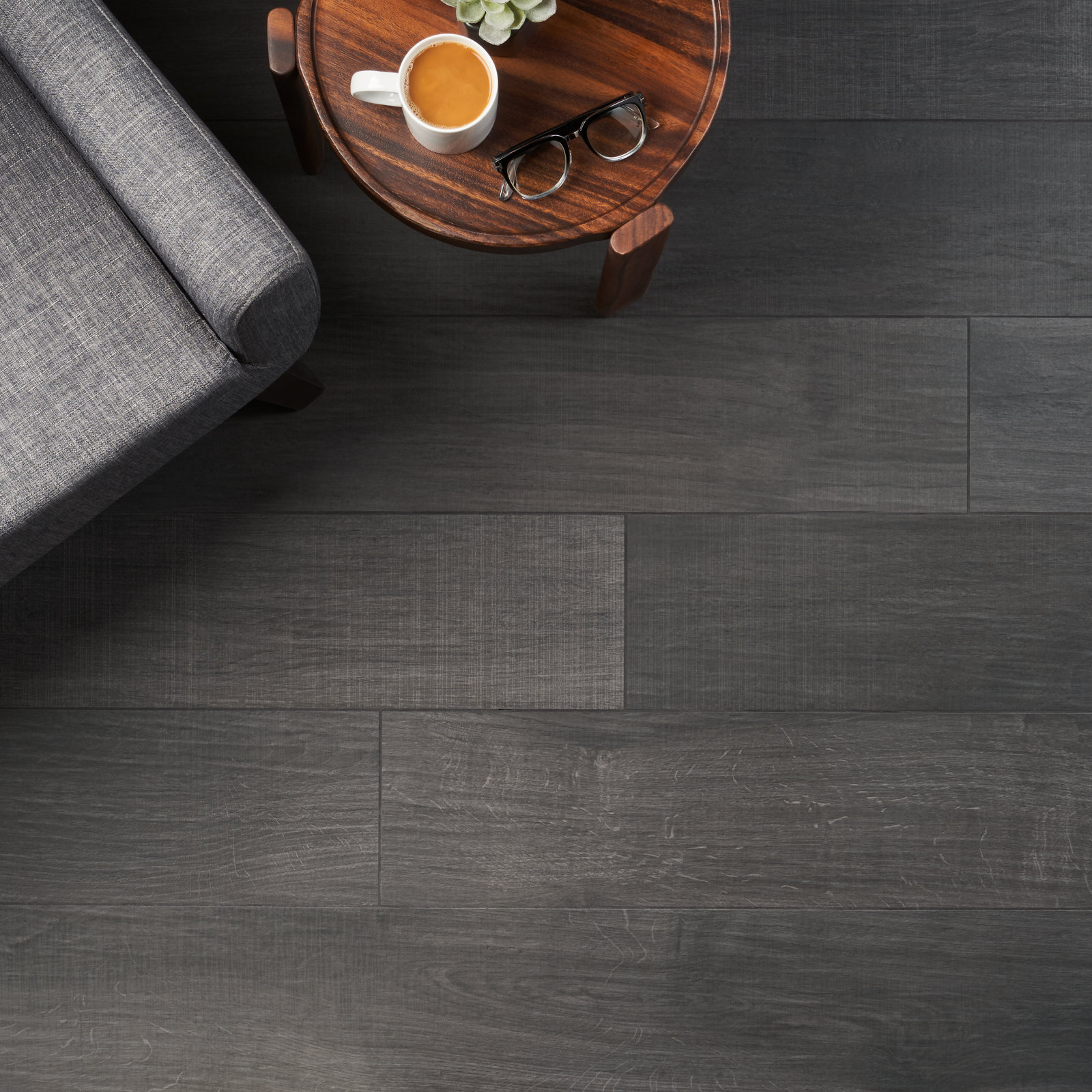Auburn 8" x 48" Porcelain Wood Look Tile, Black