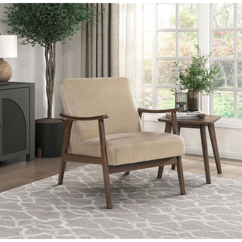 Chaise d'appoint 1 pièce Mid-Century Modern Design, fauteuil confortable, Marron clair