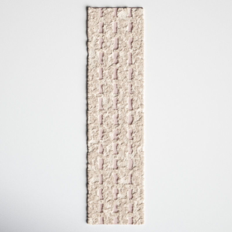 Tapis rayé à tissage plat Stephane rose / ivoire, Tapis de couloir 2 pi 3 po x 9 pi