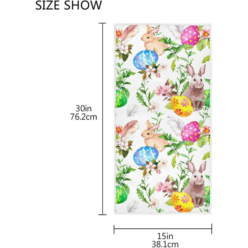 Easter Hand Towels, Easter Bunny Eggs In Grass Flowers Highly Absorbent Hand Towels For Bathroom