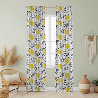 Semi Sheer Fruit Print Curtain Single Panel