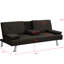Futon-lit brun foncé avec accoudoirs, structure en bois et en acier inoxydable, revêtement, multifonctionnel pour tous les endroits, facile à ranger, facile à ranger, ergonomique, stable, avec structure de poids de 600 lb,