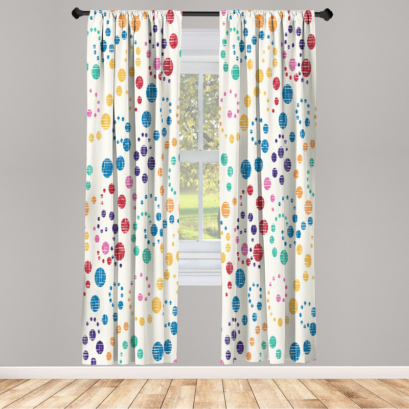 George Oliver Modern Art Curtains, Grunge Polka Dots Print, Pair of 28", 28" W x 95" L, Red Orange