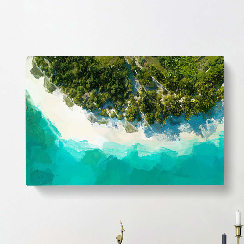 Above A Beach In The Maldives In Abstract - Wrapped Canvas, 60cm H x 91cm W x 3cm D