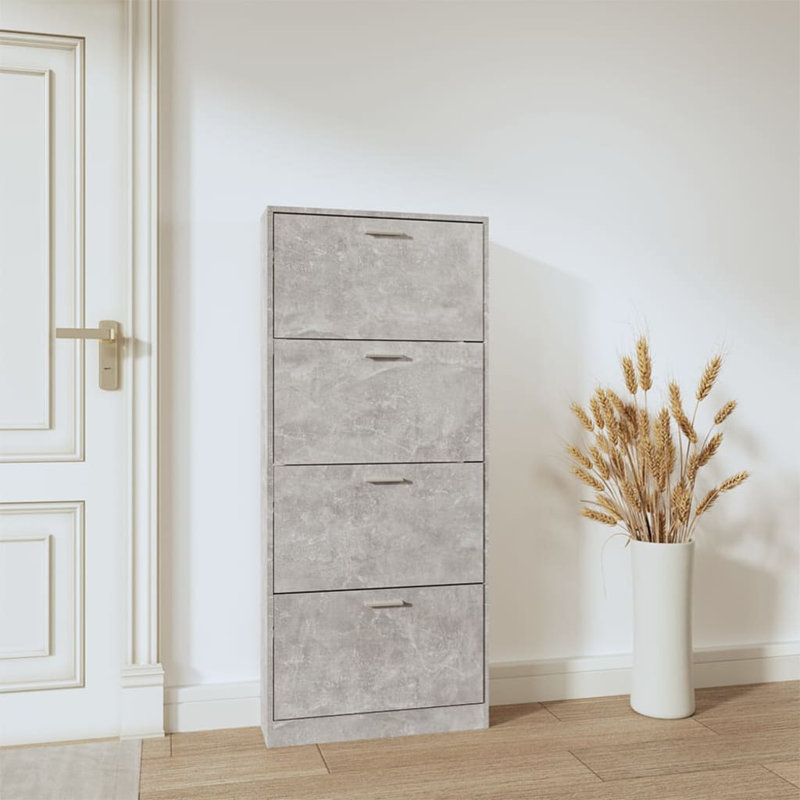 12 Pair Flip Down Shoe Storage, Concrete Grey