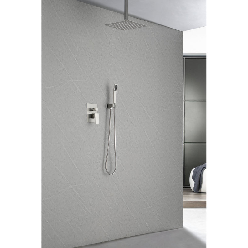 12" Inch Shower Head System, Wall Mounted Luxury Bathroom Rain With Construction And Air Injection Luxury, Stainless Steel