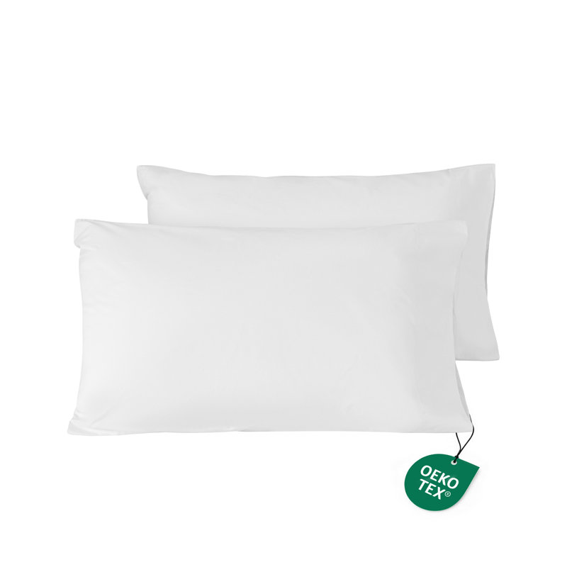100% Cotton 250TC Percale Crisp & Breathable Pillowcase Set, Standard Pillowcase, White