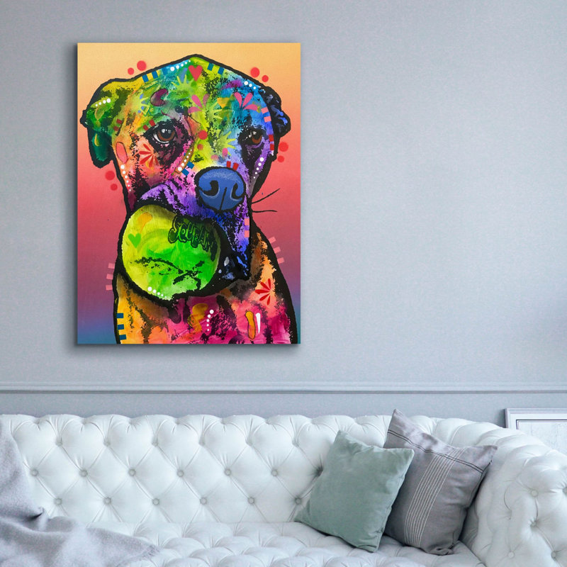 «Dog Ball Love» par Dean Russo, H 54 po x l 40 po x P 1,5 po