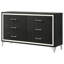 Commode Jenny, 6 tiroirs et accents chromés, ton noir moderne