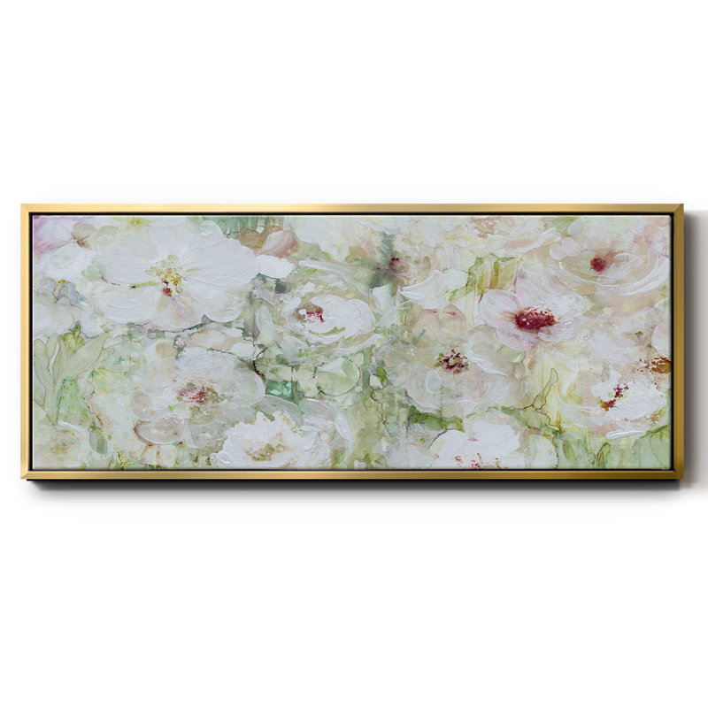 Jardin Blanc- Framed Canvas, 12" H x 30" W