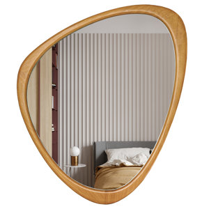Cotesfield Wood Accent Mirror Irregular Decorative Mirror Asymmetrical Mirror