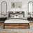 Metal Platform Bed Frame with Velvet Button-Tufted Headboard, 2 Storage Drawers, LED Light & USB Charging Port, Heavy Duty, Brown Wooden Panel, No Box Spring Needed-623376531
