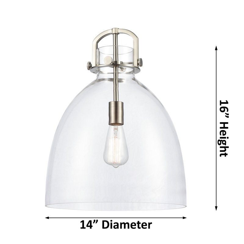 Badillo 1 Light Stem Hung, Brushed Brass, Clear, 18.25" H x 14" W x 14" D