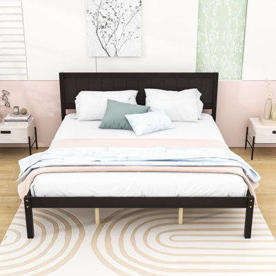 Base de lit plateforme en bois avec tête de lit