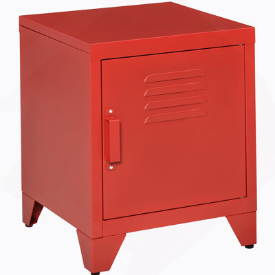Industrial End Table, Living Room Side Table With Locker-Style Door And Adjustable Shelf