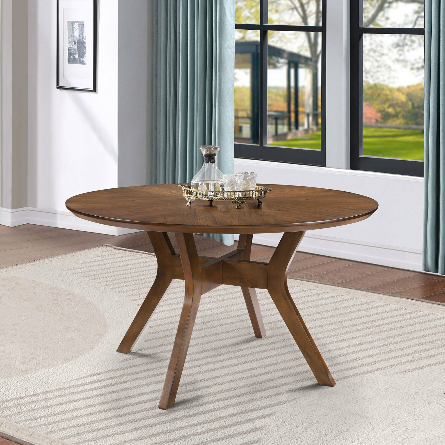 George Oliver Divya Round Solid Wood Base Dining Table | Wayfair