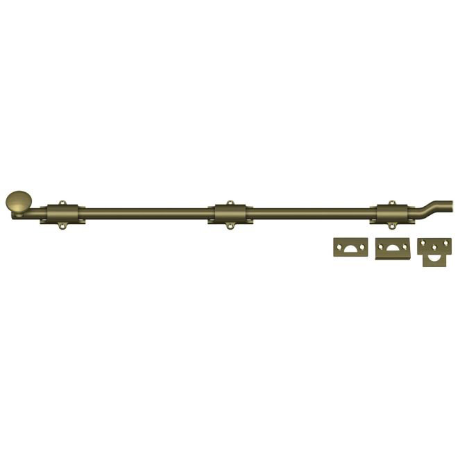 Deltana FPG265 26" Surface Bolt w/ Off-set, HD in Antique Brass, Antique Brass