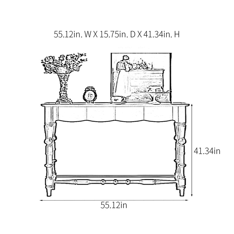 Retro Practical Console Table, 41.34" H x 55.12" W x 15.75" D