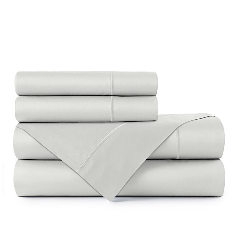 Ensemble de draps 100% satin de coton Morrison 500, Grand, Blanc brillant, 300