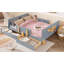 Lit plateforme double avec tiroirs de rangement, structure de lit en bois massif avec garde-corps, petite tablette et crochets, aucun sommier nécessaire-502310378-502310388