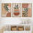 Mid Century Modern Boho Geometric Polygon Palm Leaf - 3 Piece Floater Frame Graphic Art Set on Canvas-73721028-73721031