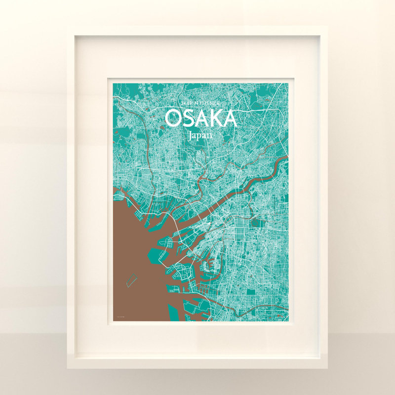 Osaka City Map in Nature 1 Piece Wall Art, 20cm H x 16cm W x 0.05cm D