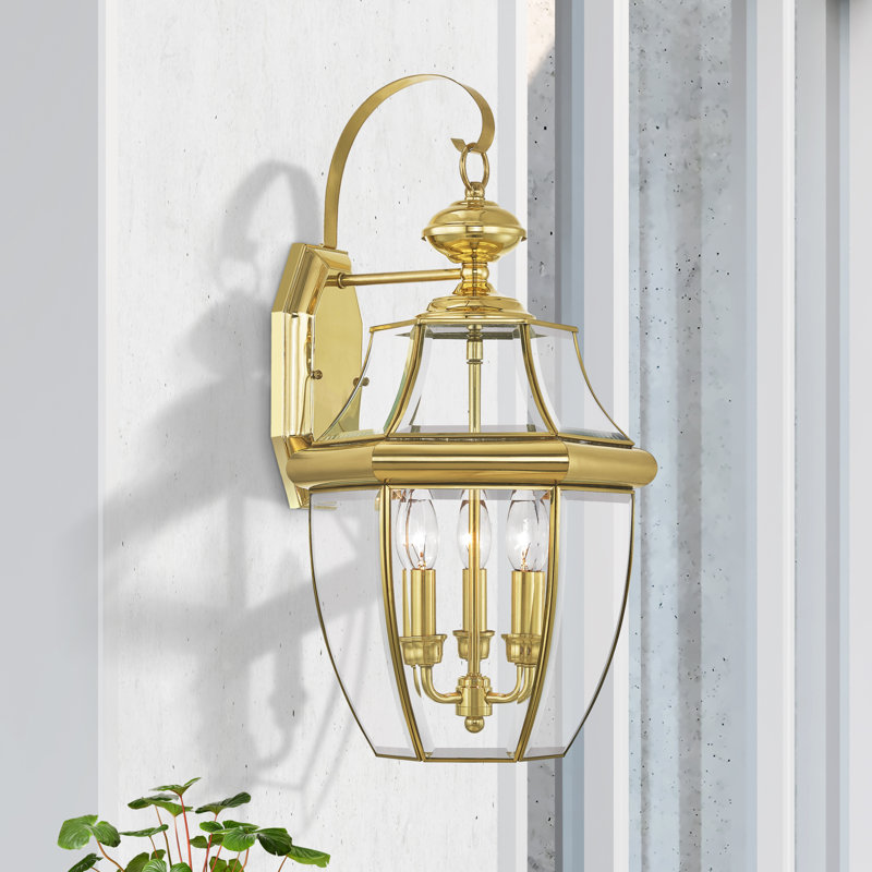 Lanterne murale d'extérieur Alexavier, H 22,5 po x l 12,5 po x P 11,75 po, Laiton poli