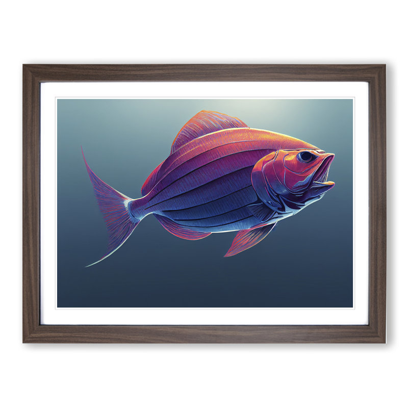 Swimming Fish Vol.2 1 Piece Single Picture Frame Wall Art, 25cm H x 34cm W, Brown