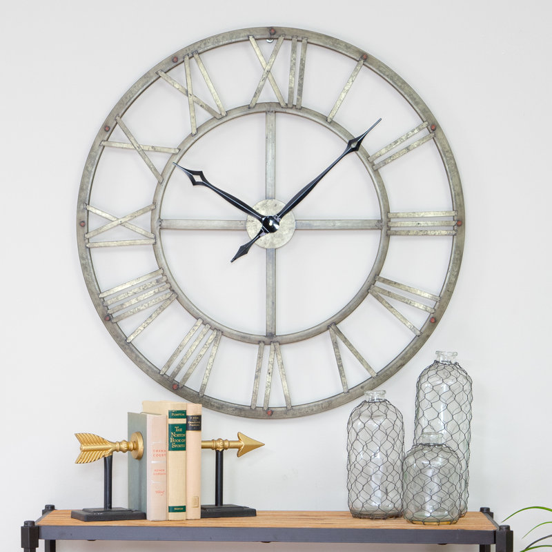 Horloge murale ronde en métal de style industriel Samson