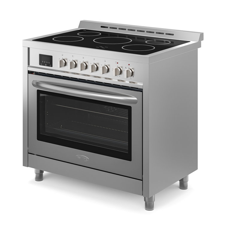 Thor Kitchen 36-in Glass Top 5 Elements 6-cu ft Convection Oven  Freestanding Electric Range (Stainless Steel)