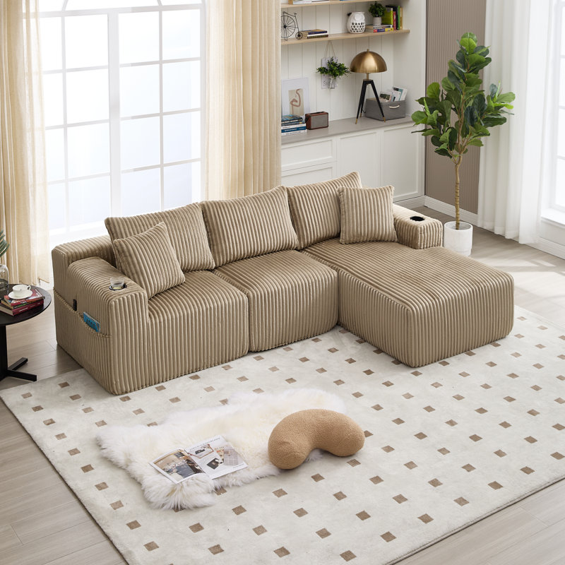 3 Seater Corduroy Sofa, Brown