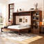  Grand lit escamotable avec compartiments de rangement et tablette réglables, lit escamotable mural avec tiroir, noyer-461832144