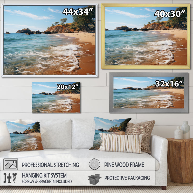 Beach Photo Seaside Escape - Nautical & Beach Canvas Wall Art, Cadre naturel flottant, H 34 po x l 44 po x P 1,5 po
