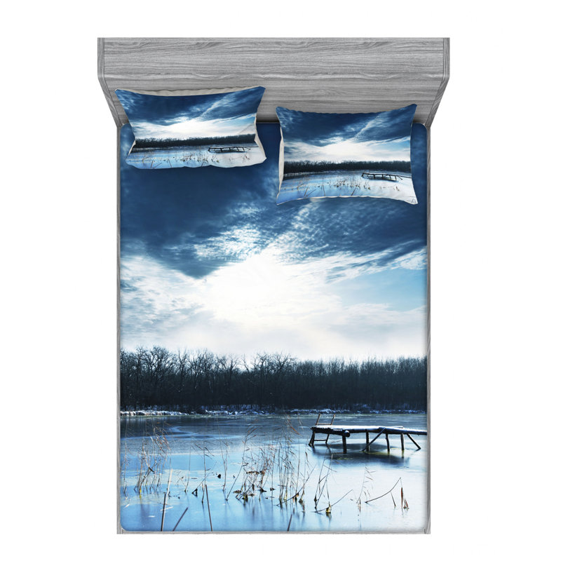Ensemble de draps paysager of mountain, Ensemble de drap pour grand lit avec drap-housse