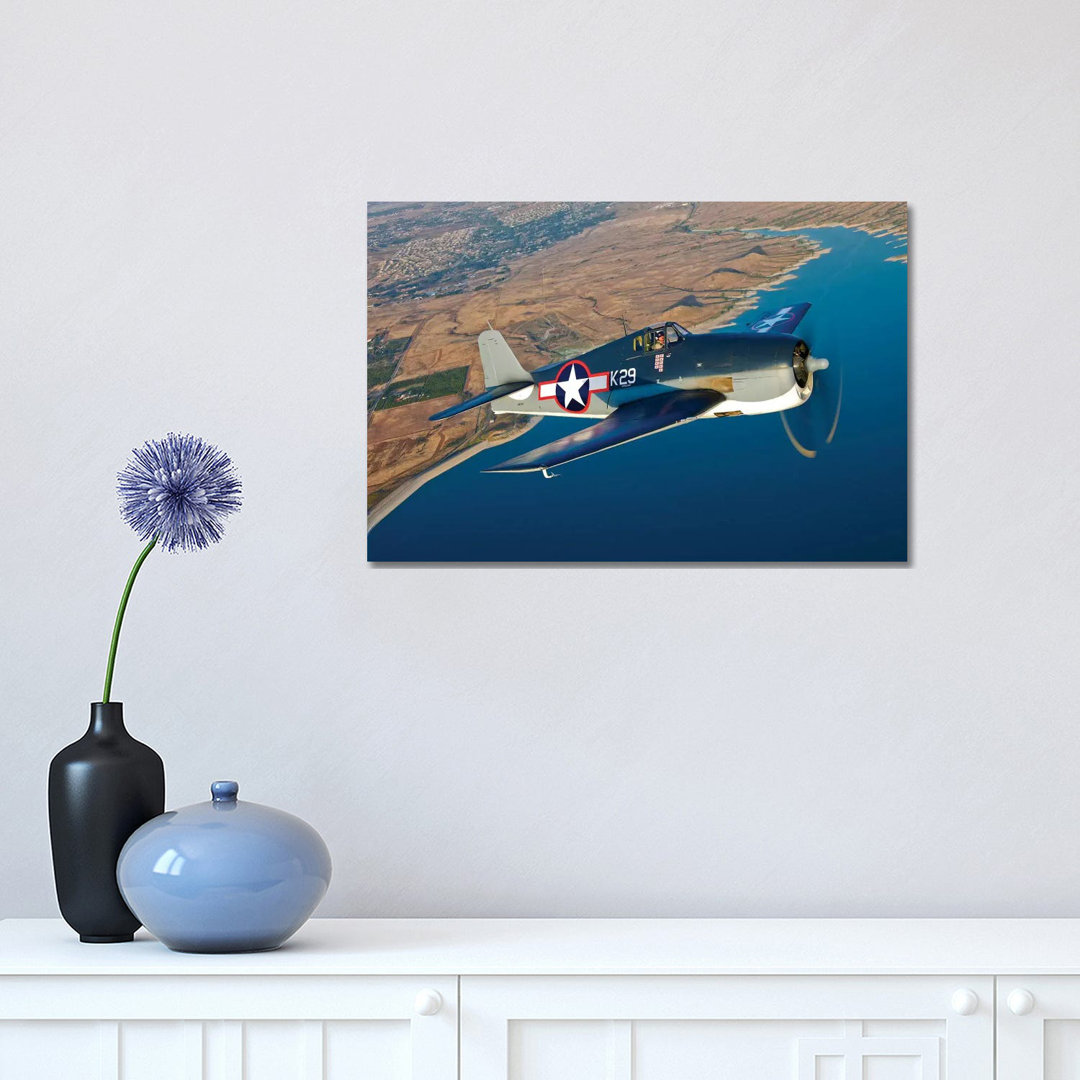A Grumman F6F Hellcat Fighter Plane In Flight by Scott Germain - Wrapped Canvas Print