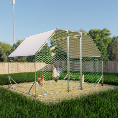 Versatile Metal Chicken Coop For Various Pets With Durable Construction And Waterproof Cover
