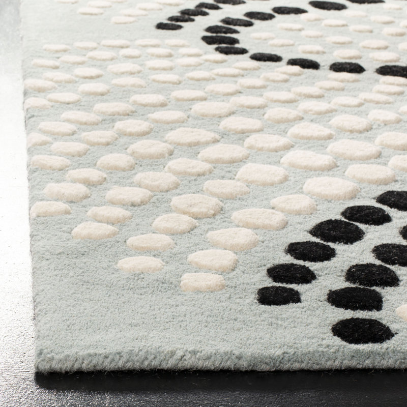Tapis gris / noir touffeté à la main Carolette, Rectangle 2 pi x 3 pi